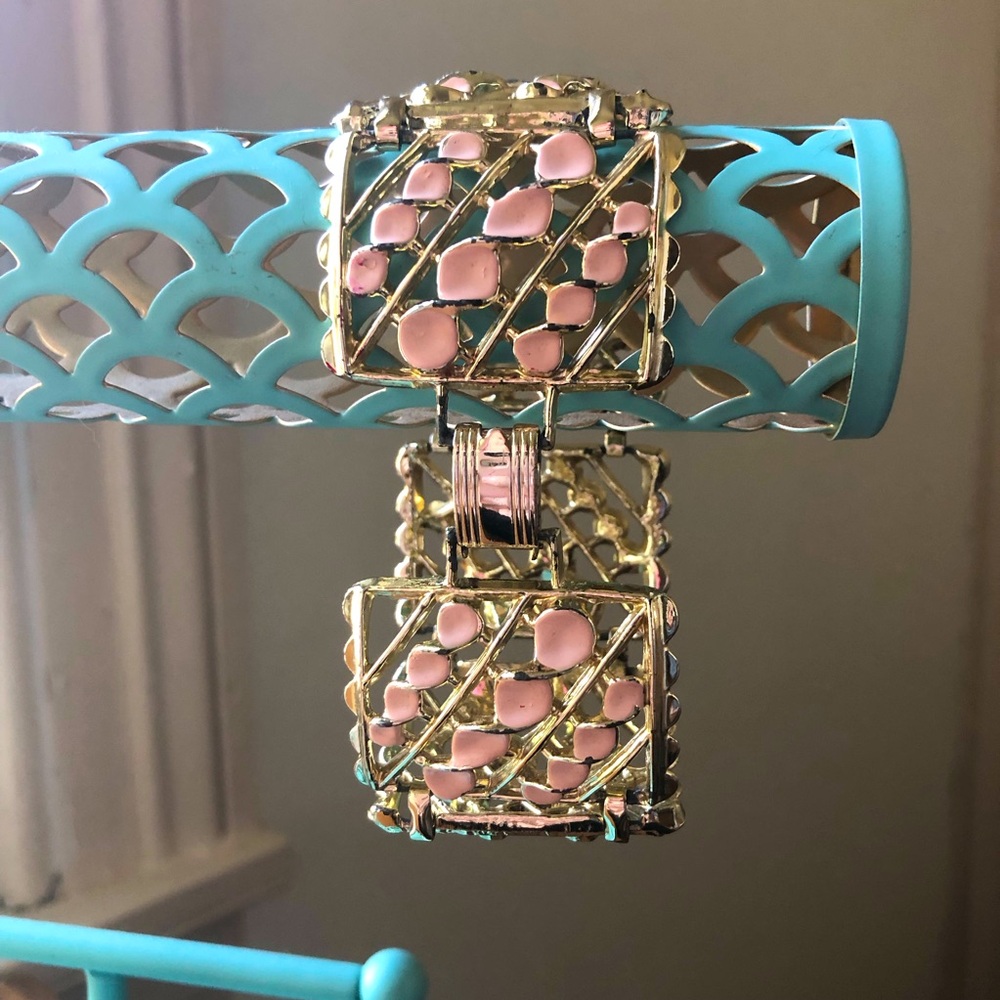 Vintage 80s Open Work Panel Bracelet - Picture 2 of 7